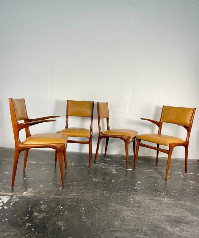 Carlo de Carli Carlo di Carli Rare Set of Six Carlo De Carli Dining Chairs in Walnut for Singer and Sons
