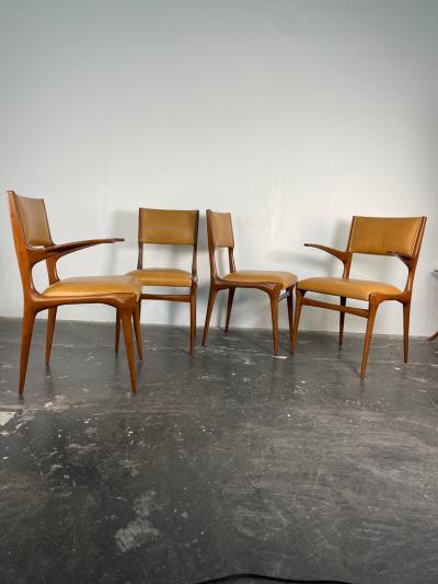 Carlo de Carli Carlo di Carli Rare Set of Six Carlo De Carli Dining Chairs in Walnut for Singer and Sons