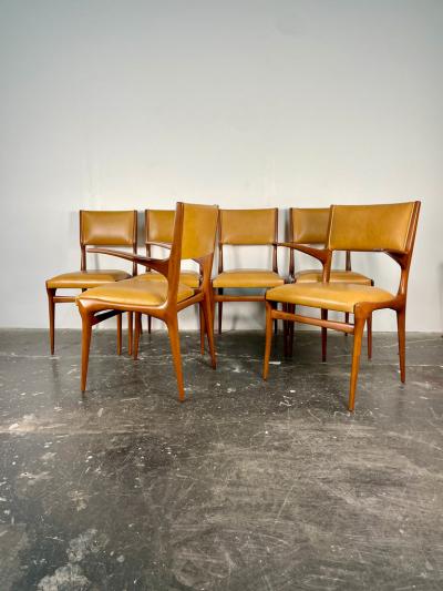 Carlo de Carli Carlo di Carli Rare Set of Six Carlo De Carli Dining Chairs in Walnut for Singer and Sons