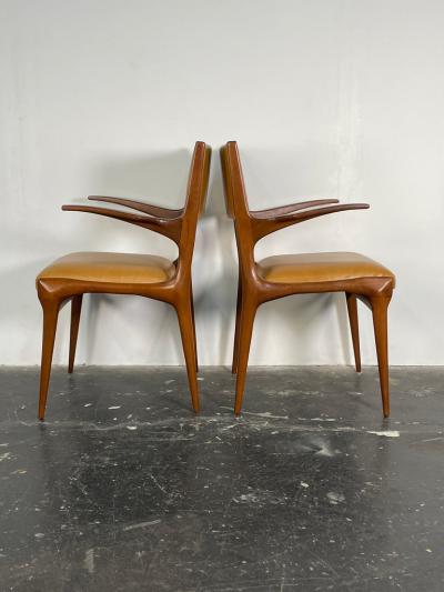 Carlo de Carli Carlo di Carli Rare Set of Six Carlo De Carli Dining Chairs in Walnut for Singer and Sons