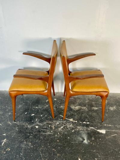 Carlo de Carli Carlo di Carli Rare Set of Six Carlo De Carli Dining Chairs in Walnut for Singer and Sons