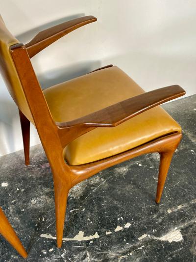 Carlo de Carli Carlo di Carli Rare Set of Six Carlo De Carli Dining Chairs in Walnut for Singer and Sons