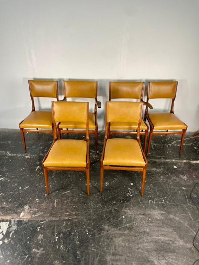 Carlo de Carli Carlo di Carli Rare Set of Six Carlo De Carli Dining Chairs in Walnut for Singer and Sons