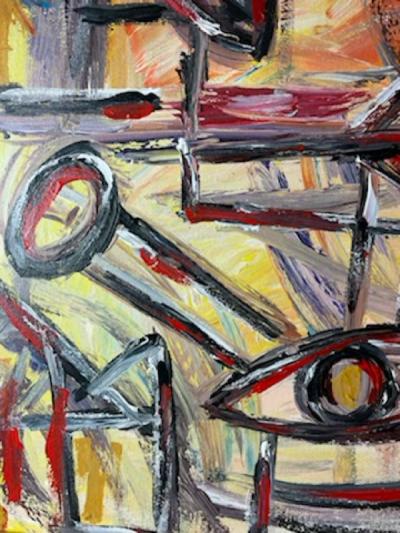 Carlos Alfonzo MODERNIST ABSTRACT SYMBOLIST OIL PAINTING BY CARLOS J ALFONZO