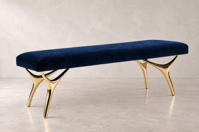 Carlos Solano Granda Crescent Bench Series 60 in Brass by Stamford Modern