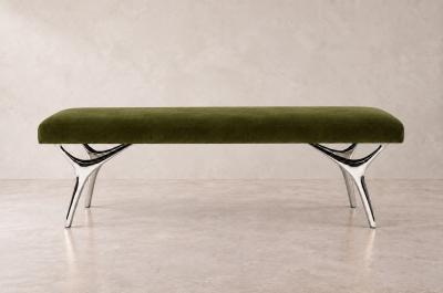 Carlos Solano Granda Crescent Bench Series 60 in Nickel by Stamford Modern