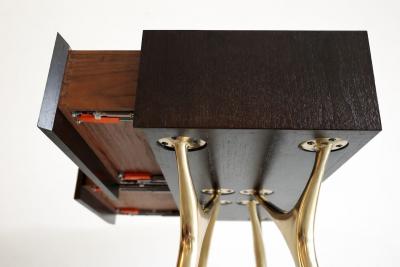 Carlos Solano Granda Crescent Console Table in Brass and Espresso Walnut by Stamford Modern