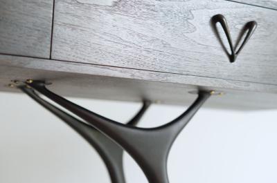 Carlos Solano Granda Crescent Console Table in Dark Walnut and Bronze