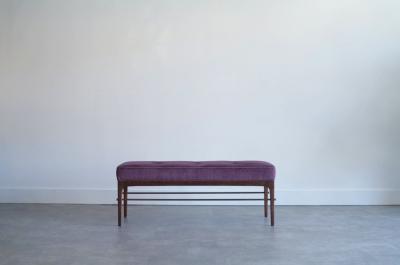 Carlos Solano Granda Linear Bench Series 48 in Dark Walnut and Mohair by Stamford Modern