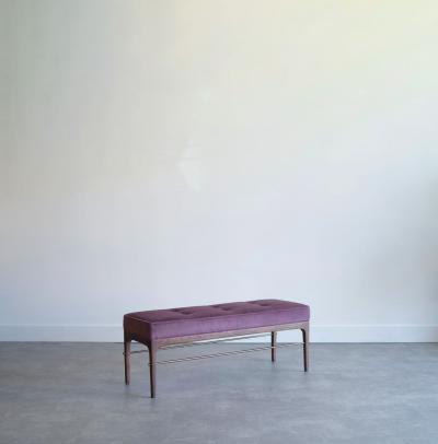 Carlos Solano Granda Linear Bench Series 48 in Dark Walnut and Mohair by Stamford Modern