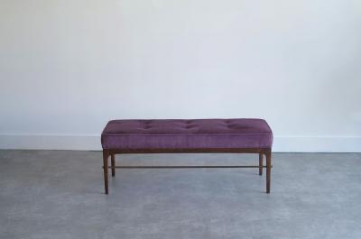 Carlos Solano Granda Linear Bench Series 48 in Dark Walnut and Mohair by Stamford Modern
