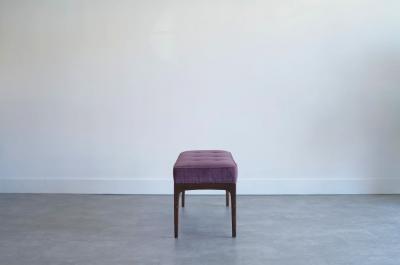 Carlos Solano Granda Linear Bench Series 48 in Dark Walnut and Mohair by Stamford Modern