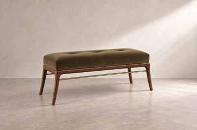 Carlos Solano Granda Sabre Leg Bench Series 48 in Special Walnut by Stamford Modern