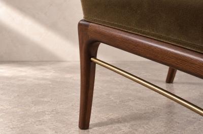 Carlos Solano Granda Sabre Leg Bench Series 48 in Special Walnut by Stamford Modern