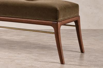 Carlos Solano Granda Sabre Leg Bench Series 48 in Special Walnut by Stamford Modern