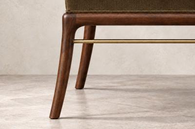 Carlos Solano Granda Sabre Leg Bench Series 48 in Special Walnut by Stamford Modern