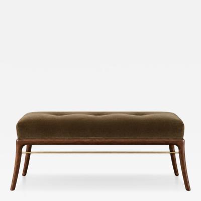 Carlos Solano Granda Sabre Leg Bench Series 48 in Special Walnut by Stamford Modern