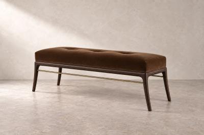 Carlos Solano Granda Sabre Leg Bench Series 60 in Dark Walnut by Stamford Modern