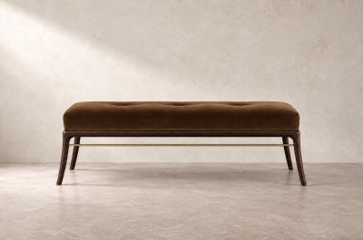 Carlos Solano Granda Sabre Leg Bench Series 60 in Dark Walnut by Stamford Modern