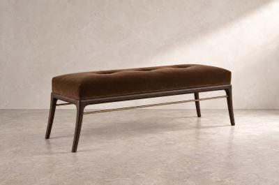 Carlos Solano Granda Sabre Leg Bench Series 60 in Dark Walnut by Stamford Modern