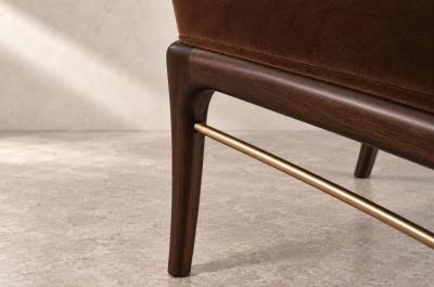 Carlos Solano Granda Sabre Leg Bench Series 60 in Dark Walnut by Stamford Modern