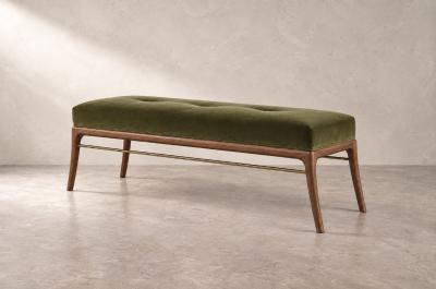 Carlos Solano Granda Sabre Leg Bench Series 60 in Natural Walnut by Stamford Modern