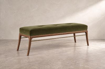 Carlos Solano Granda Sabre Leg Bench Series 60 in Natural Walnut by Stamford Modern