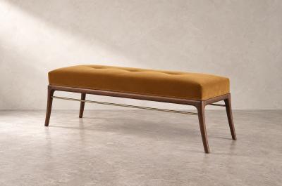 Carlos Solano Granda Sabre Leg Bench Series 60 in Special Walnut by Stamford Modern