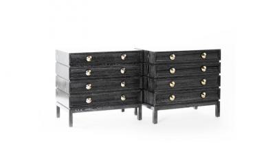 Carlos Solano Granda Stamford Moderns Stacked Bedside Tables in Black Ceruse
