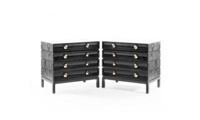 Carlos Solano Granda Stamford Moderns Stacked Bedside Tables in Black Ceruse