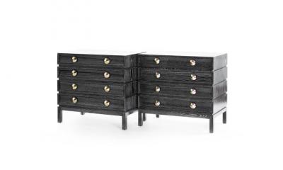 Carlos Solano Granda Stamford Moderns Stacked Bedside Tables in Black Ceruse