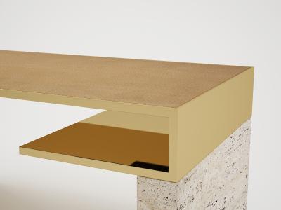 Carlyle Collective Continuous Travertine Writing Table