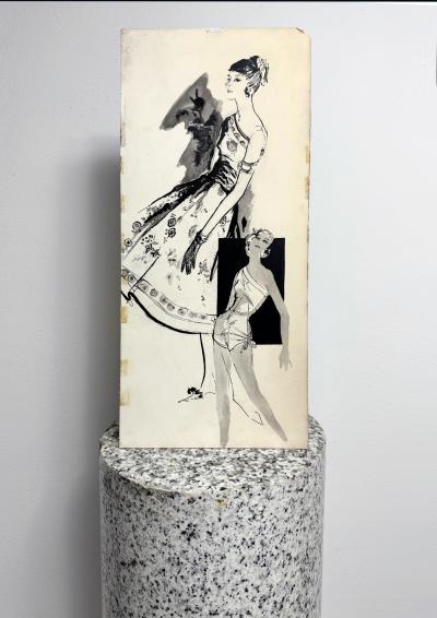 Carlyn Beckman Friedman Female Fashion Illustrator Mid Century Pen and Ink