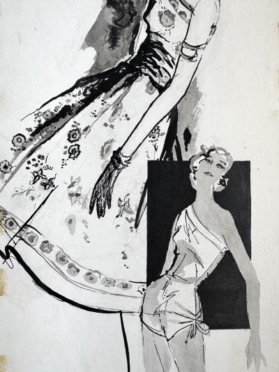 Carlyn Beckman Friedman Female Fashion Illustrator Mid Century Pen and Ink