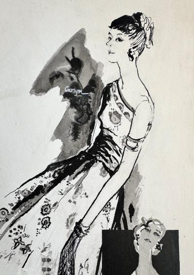 Carlyn Beckman Friedman Female Fashion Illustrator Mid Century Pen and Ink
