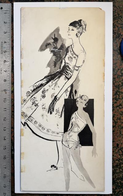 Carlyn Beckman Friedman Female Fashion Illustrator Mid Century Pen and Ink