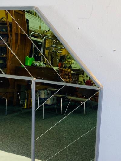 Carol Canner Carvers Guild STUNNING PAIR OF HERRINGBONE ELONGATED OCTAGONAL MIRRORS BY CAROL CANNER