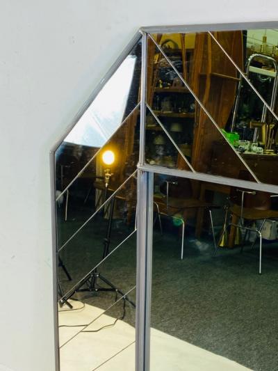 Carol Canner Carvers Guild STUNNING PAIR OF HERRINGBONE ELONGATED OCTAGONAL MIRRORS BY CAROL CANNER