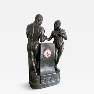 Carpe Diem Large Jugenstil Sculpture and Clock