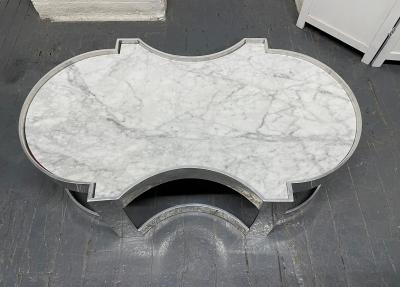 Carrara Marble and Chrome Two Tier Coffee Table