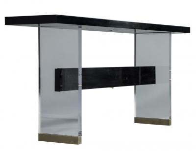Carrocel Custom Acrylic and Walnut Modern Console