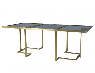 Carrocel Custom Modern Brass Glass Expandable Table