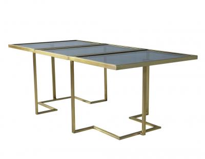 Carrocel Custom Modern Brass Glass Expandable Table