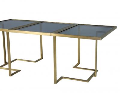 Carrocel Custom Modern Brass Glass Expandable Table