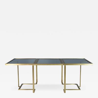 Carrocel Custom Modern Brass Glass Expandable Table