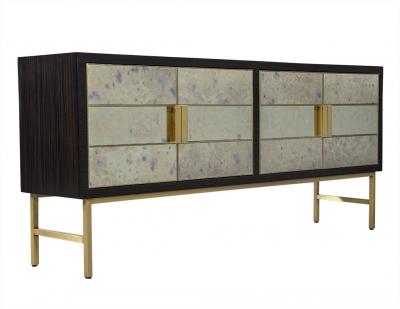 Carrocel Custom Modern Walnut Mirrored Sideboard Buffet