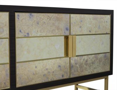 Carrocel Custom Modern Walnut Mirrored Sideboard Buffet