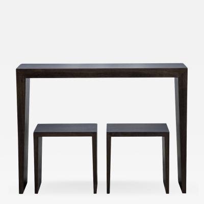 Carrocel Custom Walnut Console Table and Stool Set