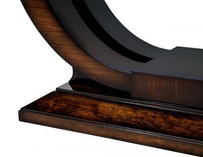 Carrocel Interiors Custom Art Deco Style Mahogany Dining Table with Rosewood Banding by Carrocel
