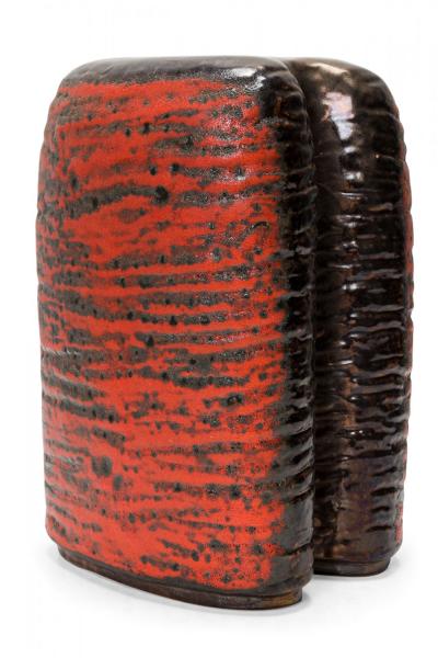 Carstens of T nnieshof West German Two Lobed Form Orange and Black Fat Lava Glaz